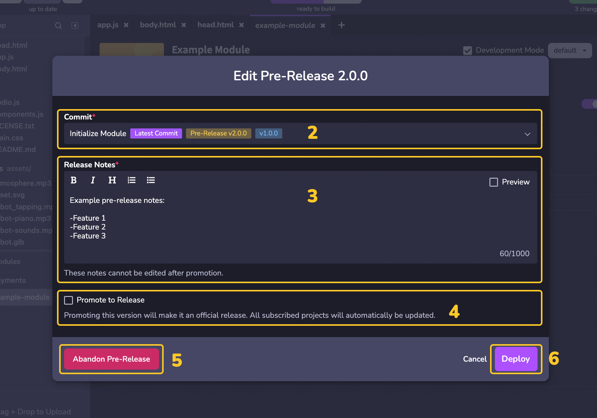 ModulesEditPreReleaseDeploy