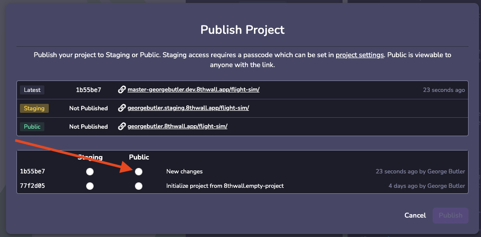 Publish Changes using the Publishing Wizard