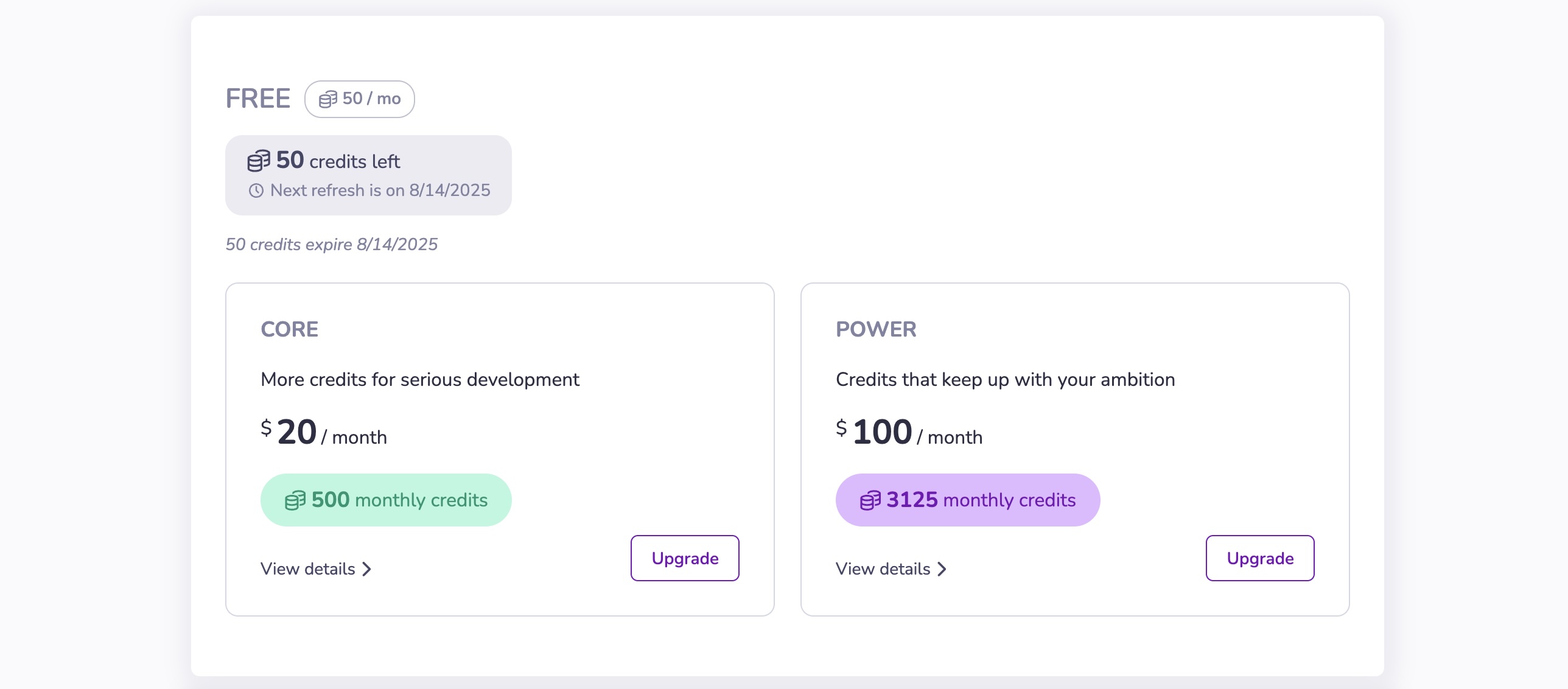 Purchase credit subscription