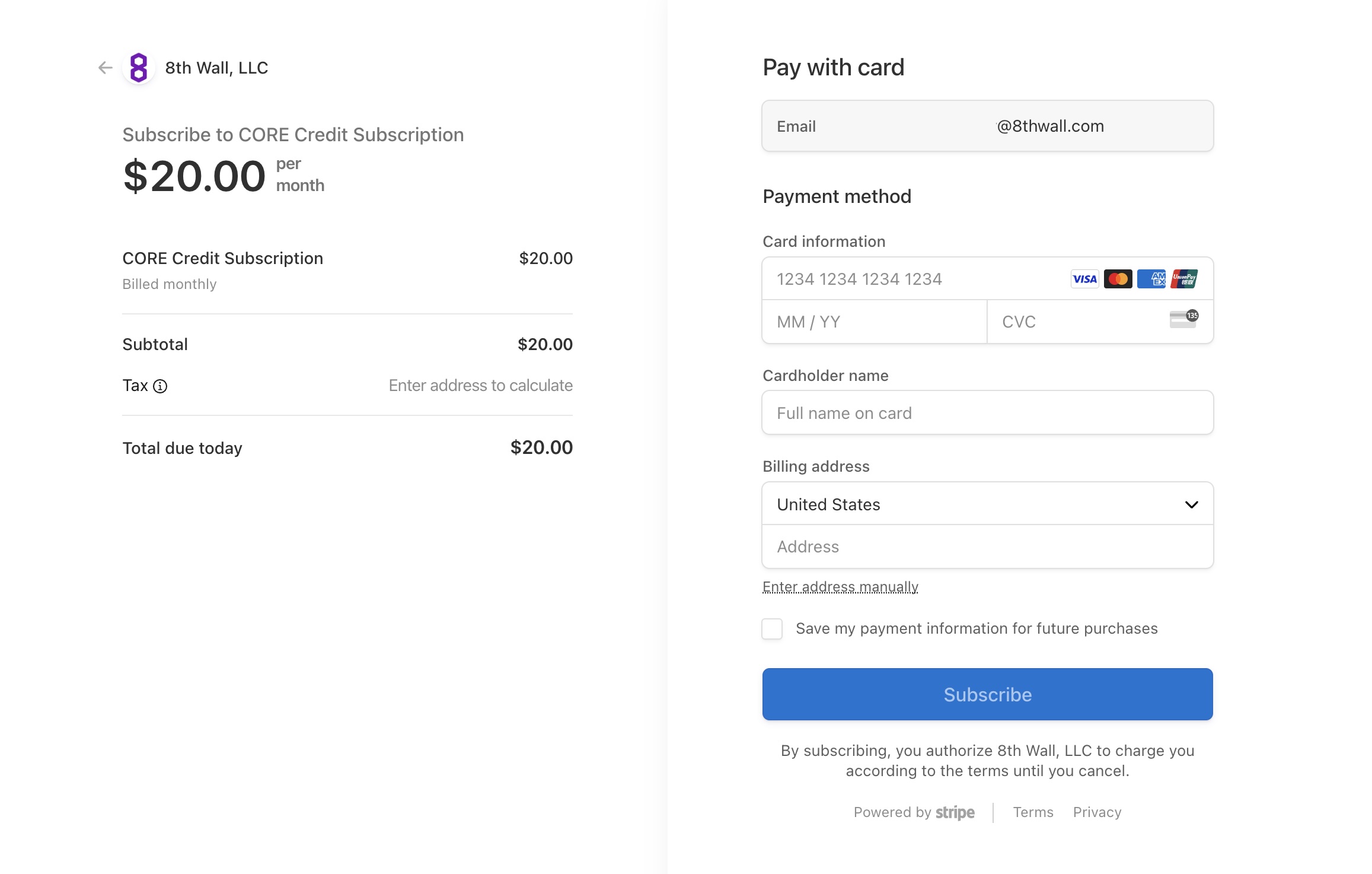 Stripe checkout